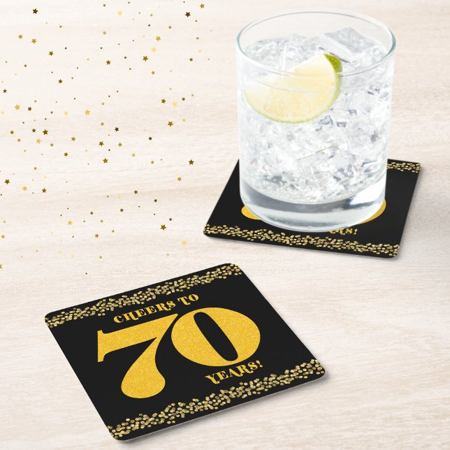 Feiern bis 70 Jahre Seventieth Birthday Rechteckiger Pappuntersetzer (Cheers to 70 years coasters)