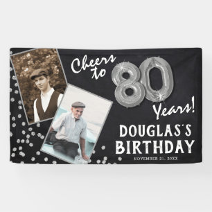 Feiern bis 80 Jahre Silber 2 Foto Geburtstag Banner
