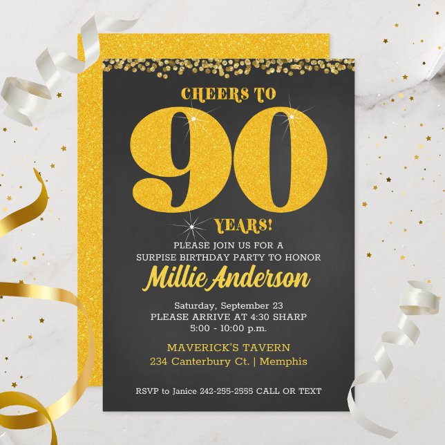 Feiern bis 90 Jahre Geburtstag 90. 90. Einladung (Cheers to 90 Years 90th Birthday Invitation)