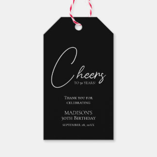 Feiern bis zum 30. Geburtstag in Schwarz und Weiß Geschenkanhänger