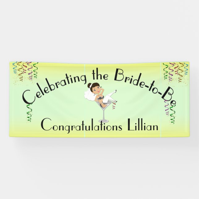 Feiern der Brünetten Braut zum Duschen /Party Banner (Horizontal)