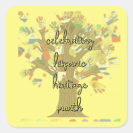 Feiern der Flaggen Hispanic Heritage Month Quadratischer Aufkleber