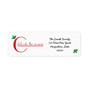 Feiern der Jahreszeit Red white address label