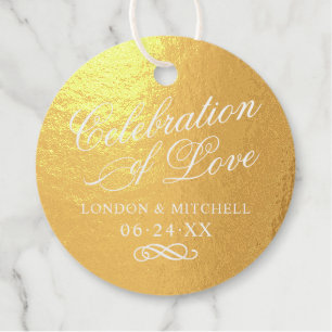 Feiern der Liebe Elegant Wedding Monogram Gold Geschenkanhänger