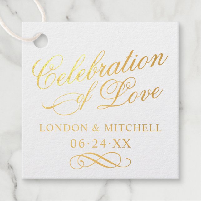 Feiern der Liebe Elegant Wedding Monogram Gold Geschenkanhänger (Vorderseite)
