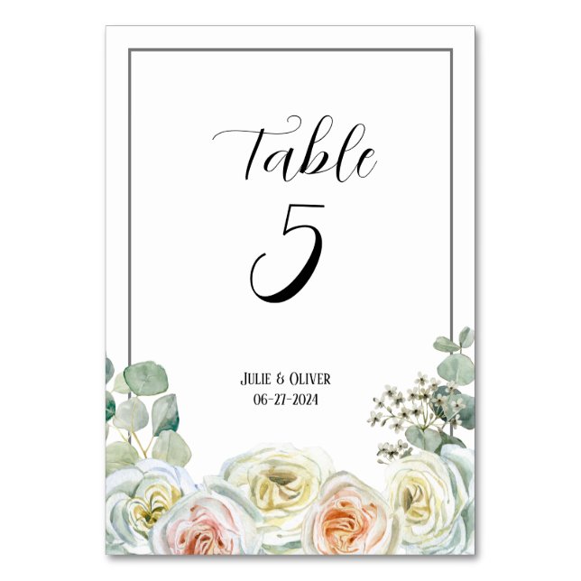 Feiern der Liebe mit doppelseitiger Wasserfarbe Tischnummer (Vorderseite)