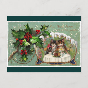 Feiern der Neujahrskätzchen Feiertagspostkarte