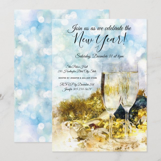 Feiern der Silvester-Party Einladung (Vorne/Hinten)