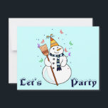 Feiern der Snowman-Einladung - Leere im Inneren Einladung<br><div class="desc">Ein glücklicher Schneemann,  der feiert,  wie Konfetti um ihn herabschweben.</div>