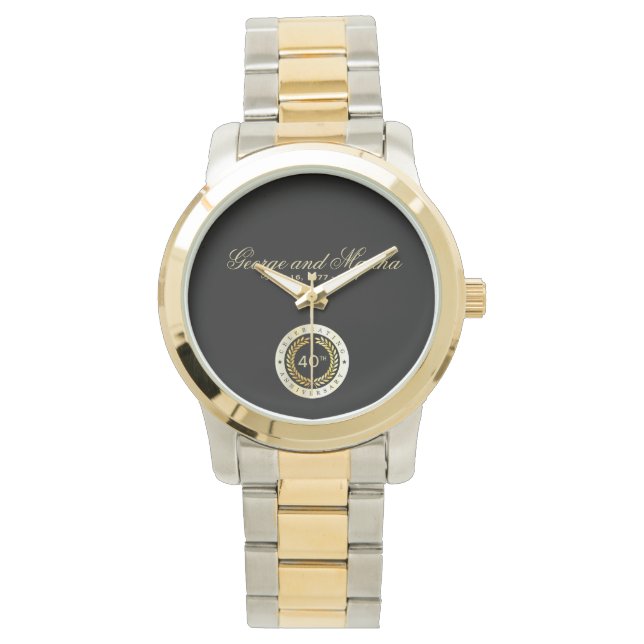 Feiern des 40. Jahrestages. Personalisierbar. Armbanduhr (Vorderseite)