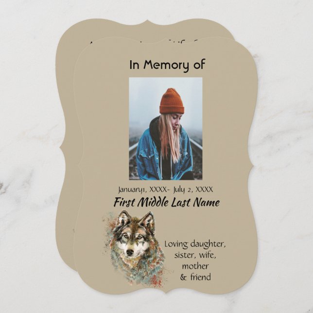 Feiern des Lebens Einladende Wasserfarbenwolf-Tier Einladung (Vorne/Hinten)