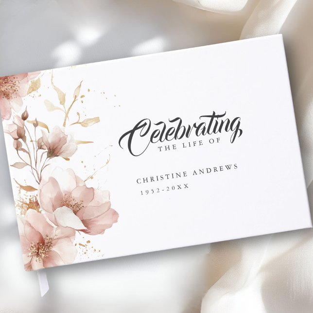 "Feiern des Lebens" Elegante Beerdigung durch die  Gästebuch ("Celebration the Life of" Elegant Floral Funeral Guest Book)