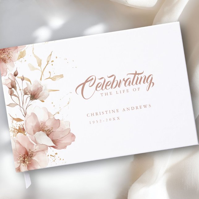 "Feiern des Lebens" Elegante Beerdigung durch die  Gästebuch ("Celebrating the Life of" Elegant Floral Funeral Guest Book)