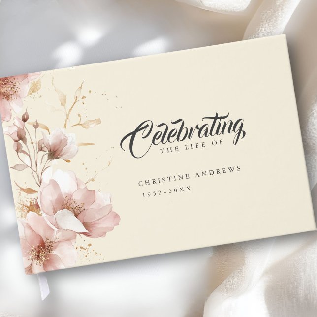 "Feiern des Lebens" Elegante Beerdigung durch die  Gästebuch ("Celebration the Life of" Elegant Floral Funeral Guest Book)