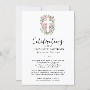 Feiern des Lebens, Kreuz der Rose, Foto, Beerdigun Einladung