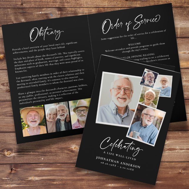 Feiern des Lebens Moderne 8-Foto Collage Elegant Programm (Von Creator hochgeladen)