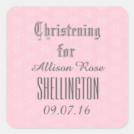 Feiern für Girl PINK Tiny Blume V04 Quadratischer Aufkleber