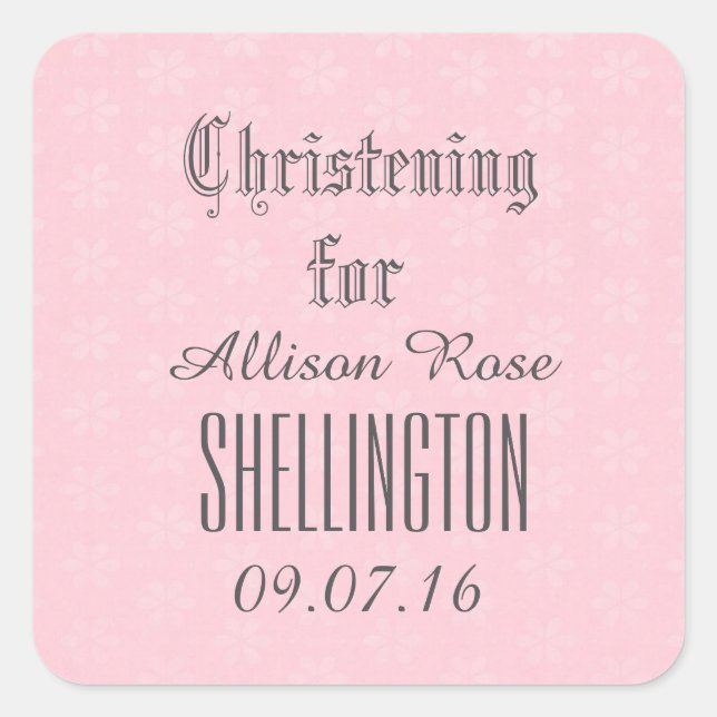 Feiern für Girl PINK Tiny Blume V04 Quadratischer Aufkleber (Vorderseite)