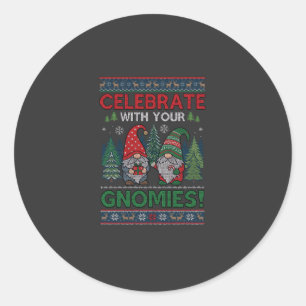 Feiern Gnomies Weihnachten Gnome Bäume Rentiere Runder Aufkleber