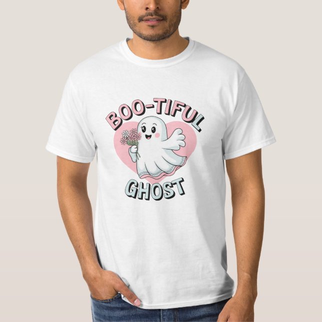 Feiern Halloween mit Spooky Ghost Designs T-Shirt (Vorderseite)