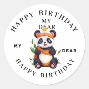 "Feiern im Stil: Happy Birthday Logo Runder Aufkleber