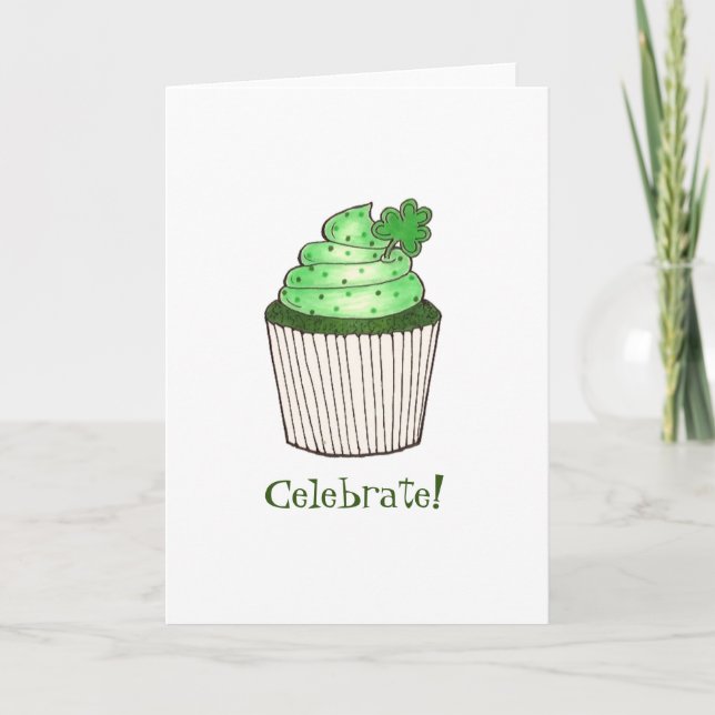 Feiern Kleeblatt Cupcake Sweet St. Patrick's Day Karte (Vorderseite)