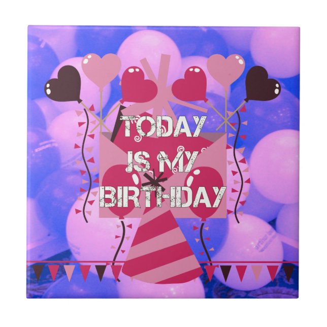 Feiern meines glücklichen Geburtstagssegens Fliese (Vorderseite)