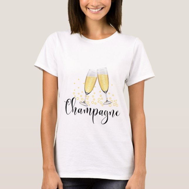 Feiern mit Champagner T-Shirt (Vorderseite)