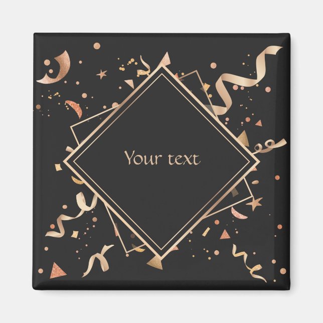 Feiern mit Gold und schwarzer Vorlage Magnet (Vorne)