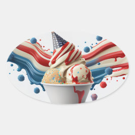 Feiern mit Red White Blue Ovaler Aufkleber