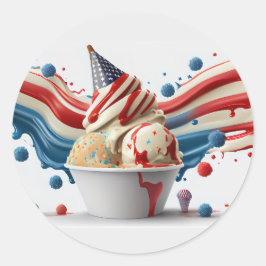 Feiern mit Red White Blue Runder Aufkleber