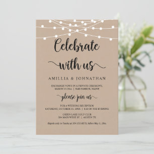 Feiern mit uns, Rustic Elopement Party Invitati Einladung