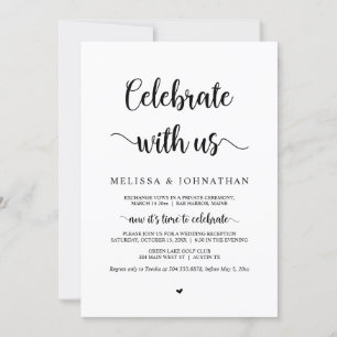 Feiern mit uns, Schwarzer Schriftart, Hochzeitstag Einladung