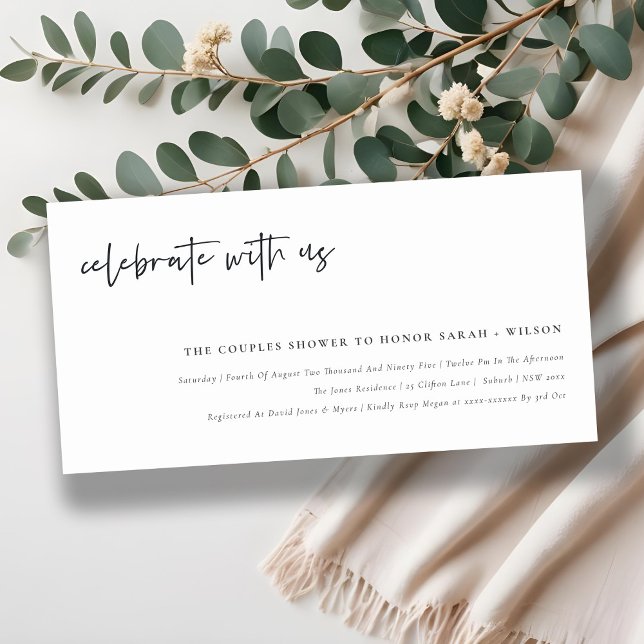 Feiern mit US Calligraphy Couple Showeinladung Dankeskarte (Von Creator hochgeladen)