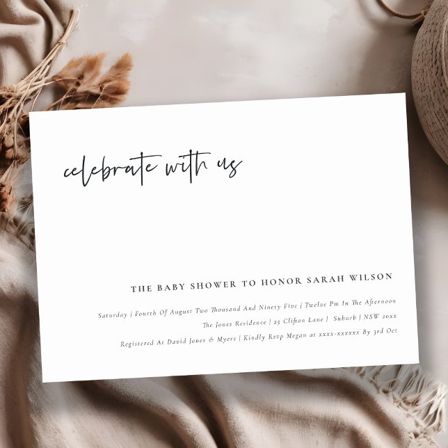 Feiern mit US Calligraphy Kinderdusche einladen Dankeskarte (Von Creator hochgeladen)