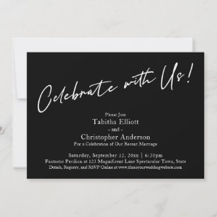 Feiern mit US Handwriting Simple Black Einladung