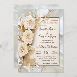 Feiern mit weißen Blume und Perlen auf Seide Einladung