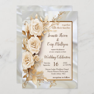 Feiern mit weißen Blume und Perlen auf Seide Einladung