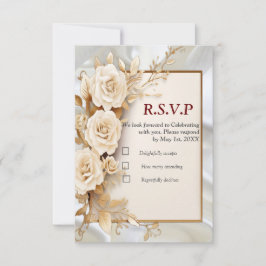 Feiern mit weißen Blume und Perlen auf Seide RSVP Karte