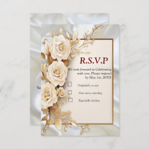 Feiern mit weißen Blume und Perlen auf Seide RSVP Karte