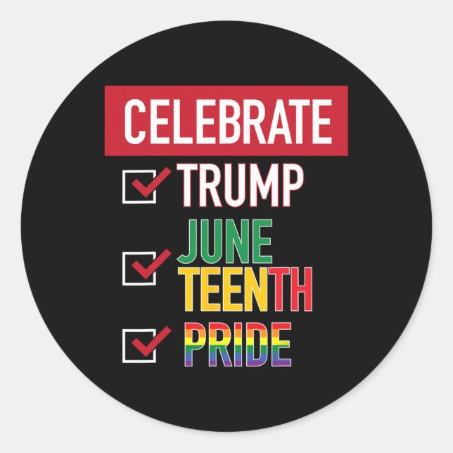 Feiern Nameplate Kontrollkästchen Trump Juneteenth Runder Aufkleber (Vorderseite)
