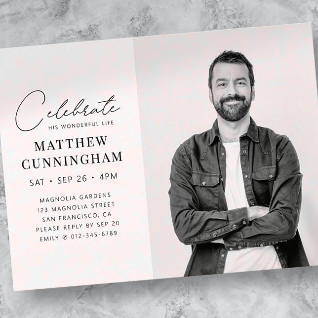 Feiern seines wunderbaren Lebens Modernes, einfach Einladungspostkarte (Von Creator hochgeladen)