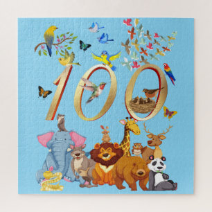 Feiern Sie 100 Schultage mit Wildtieren Puzzle