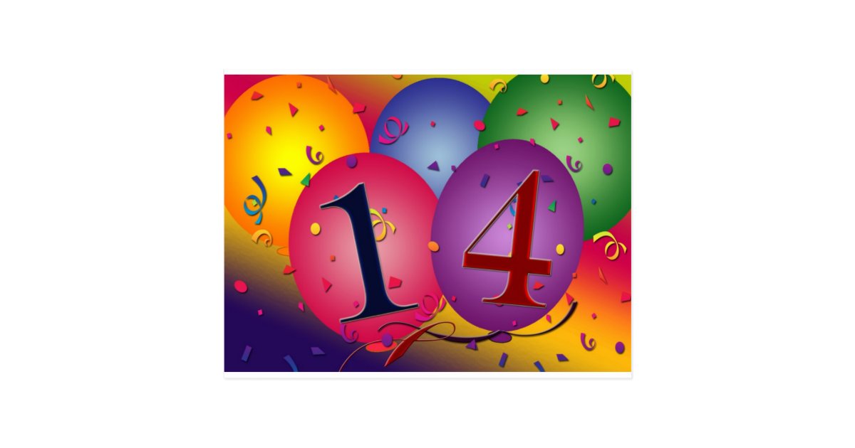 Feiern Sie 14. Geburtstag Postkarte Zazzle.at