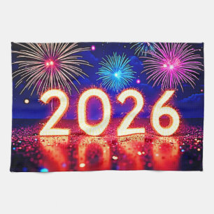 Feiern Sie 2026: Helle Zukunft Funken Design Geschirrtuch