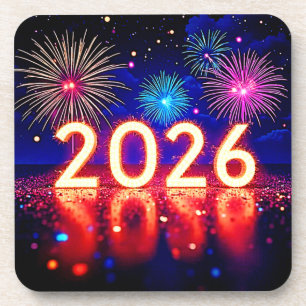 Feiern Sie 2026: Helle Zukunft Funken Design Getränkeuntersetzer