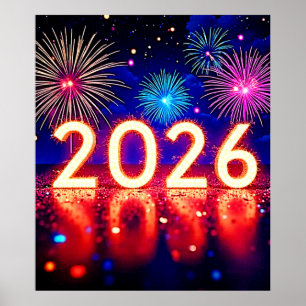 Feiern Sie 2026: Helle Zukunft Funken Design  Poster