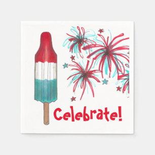 Feiern Sie! 4. Juli Patriotic Rocket Pop Popsicle Serviette