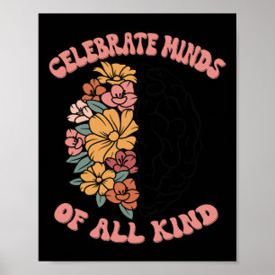 Feiern Sie alle Arten von Geistern Florale Gehirn Poster