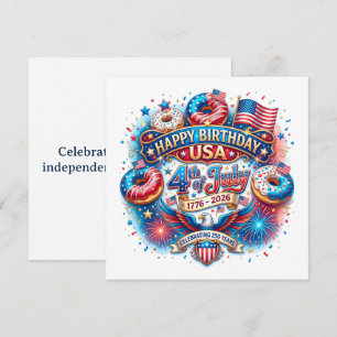 Feiern Sie Amerikas 250. Geburtstag mit Donut Feiertagskarte